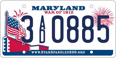 MD license plate 3AD0885