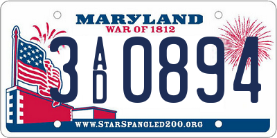 MD license plate 3AD0894