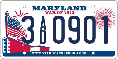 MD license plate 3AD0901