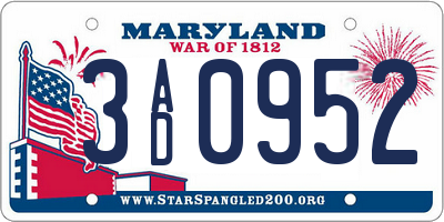 MD license plate 3AD0952