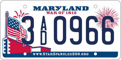 MD license plate 3AD0966