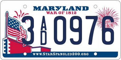 MD license plate 3AD0976