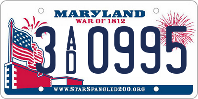 MD license plate 3AD0995