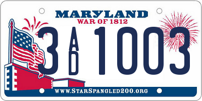 MD license plate 3AD1003