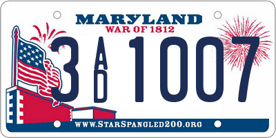 MD license plate 3AD1007