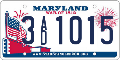 MD license plate 3AD1015