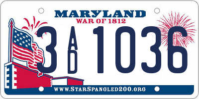 MD license plate 3AD1036