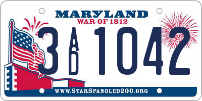 MD license plate 3AD1042