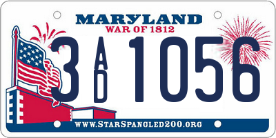MD license plate 3AD1056