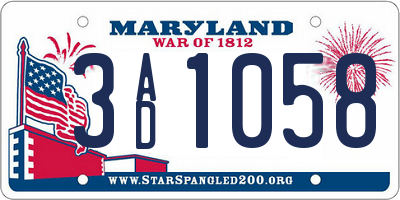 MD license plate 3AD1058