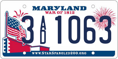 MD license plate 3AD1063