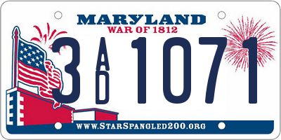 MD license plate 3AD1071