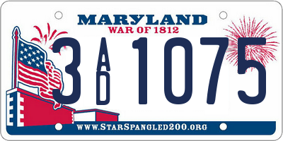 MD license plate 3AD1075