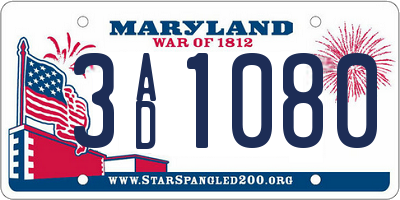 MD license plate 3AD1080