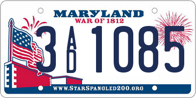 MD license plate 3AD1085