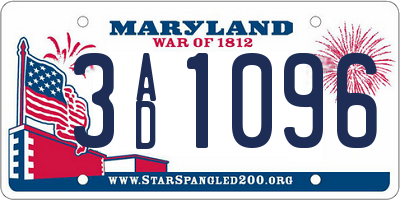 MD license plate 3AD1096