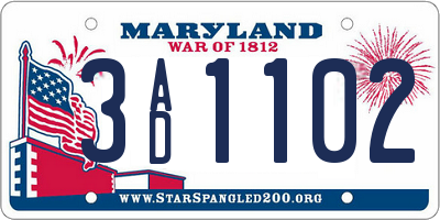 MD license plate 3AD1102