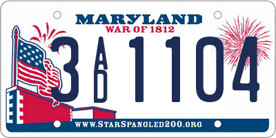 MD license plate 3AD1104