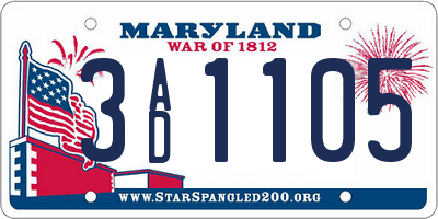 MD license plate 3AD1105