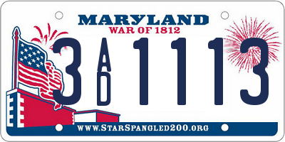 MD license plate 3AD1113