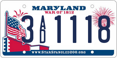 MD license plate 3AD1118