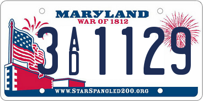 MD license plate 3AD1129