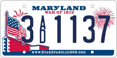 MD license plate 3AD1137