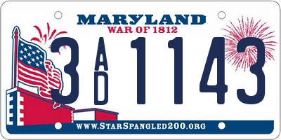 MD license plate 3AD1143