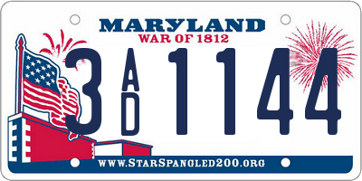 MD license plate 3AD1144