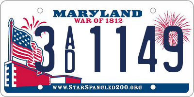 MD license plate 3AD1149