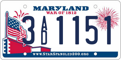 MD license plate 3AD1151