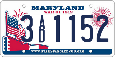 MD license plate 3AD1152