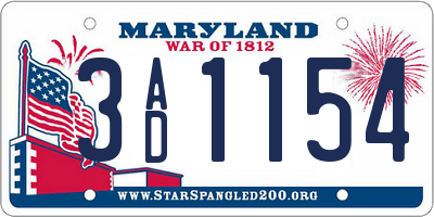 MD license plate 3AD1154