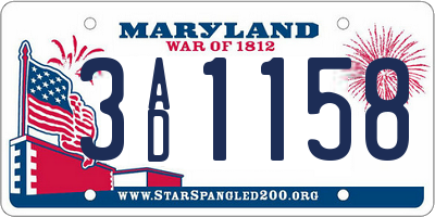 MD license plate 3AD1158