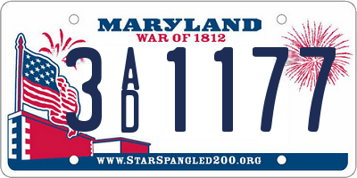 MD license plate 3AD1177