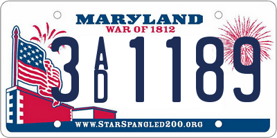 MD license plate 3AD1189