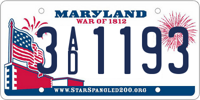 MD license plate 3AD1193