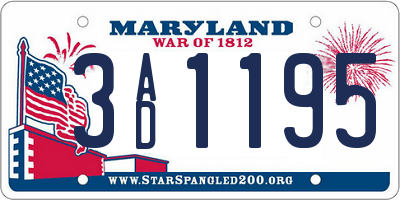 MD license plate 3AD1195