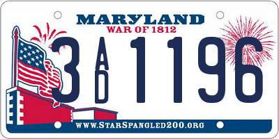 MD license plate 3AD1196