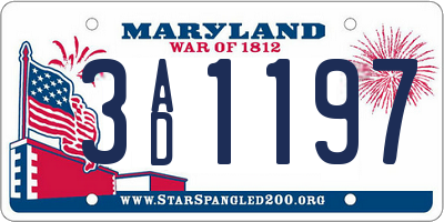 MD license plate 3AD1197
