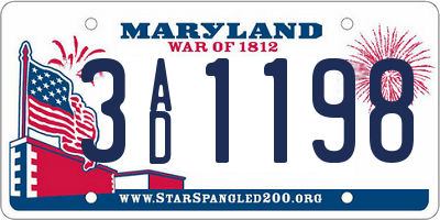 MD license plate 3AD1198