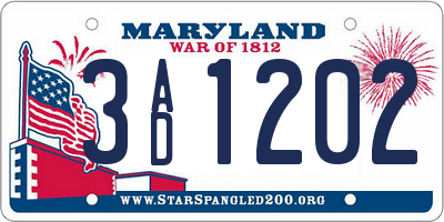MD license plate 3AD1202