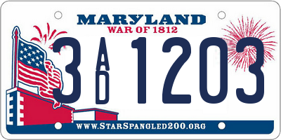 MD license plate 3AD1203