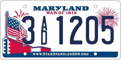 MD license plate 3AD1205