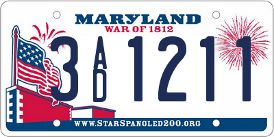 MD license plate 3AD1211