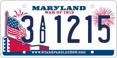 MD license plate 3AD1215