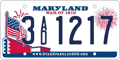 MD license plate 3AD1217