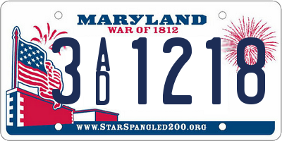 MD license plate 3AD1218