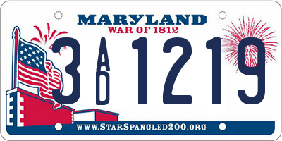 MD license plate 3AD1219