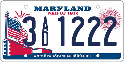 MD license plate 3AD1222